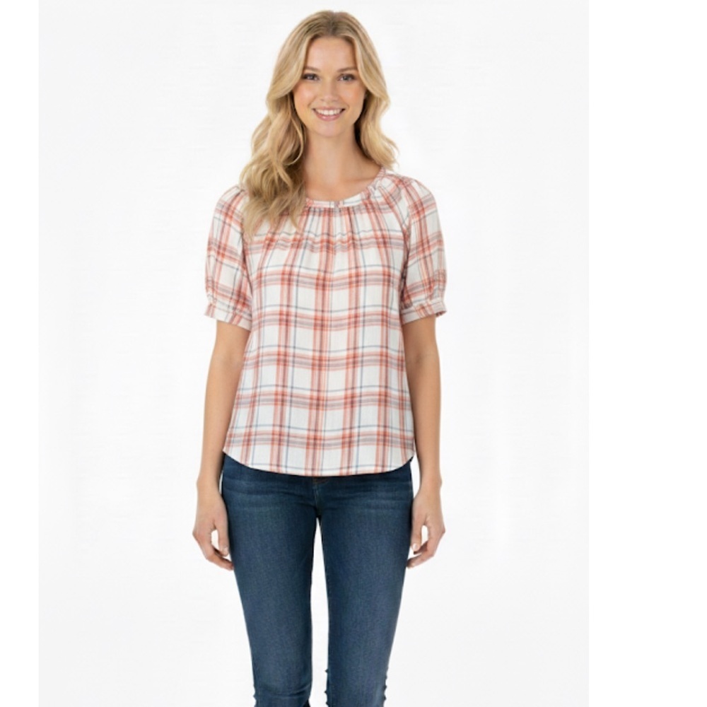 LOFT plaid boho top size medium